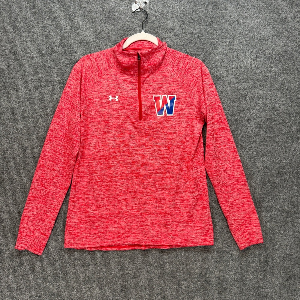 Under Armour Shirt Mens Small Red 1/4‎ Zip HeatGear Performance W Embroidery